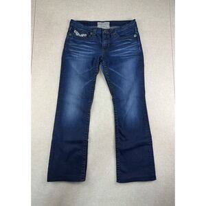 Big Star Jeans‎ Women's 29L Blue Liv Bootcut Embroidered Flap Pockets Mid Rise